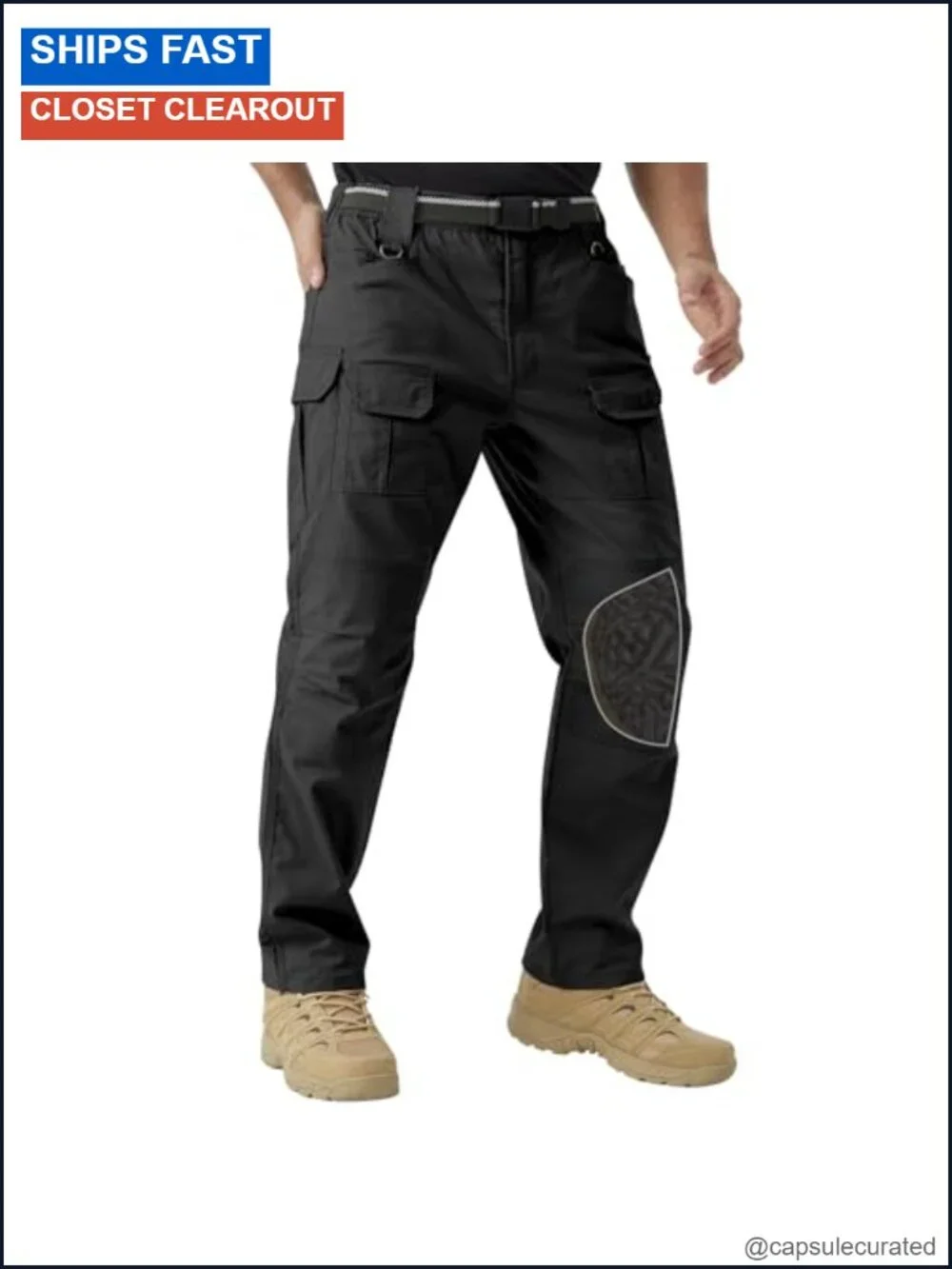 Men's Stretch Tactical Cargo Pants Water-Resistant Ripstop with Removable Knee